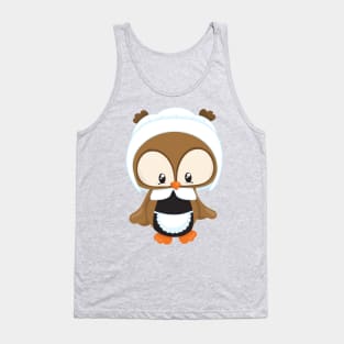 Thanksgiving Owl, Brown Owl, Pilgrim Bonnet Tank Top